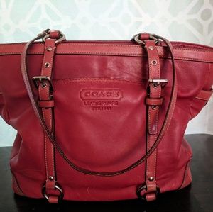 Coach Red Leather Gallery Tote Bag F11525